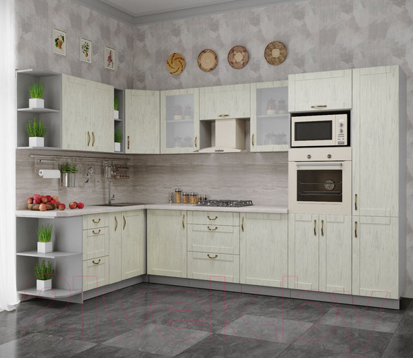 Изображение товара Кухонный гарнитур Интерлиния Мила Крафт 1.88x3.2 левая (дуб снежный)