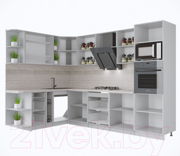 Изображение товара Кухонный гарнитур Интерлиния Мила Крафт 1.88x3.0 левая (дуб снежный)