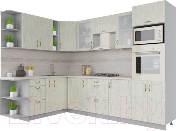 Изображение товара Кухонный гарнитур Интерлиния Мила Крафт 1.88x2.8 левая (дуб снежный)