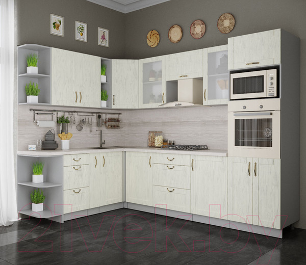 Изображение товара Кухонный гарнитур Интерлиния Мила Крафт 1.88x2.8 левая (дуб снежный)