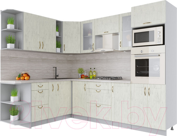 Изображение товара Кухонный гарнитур Интерлиния Мила Крафт 1.88x2.6 левая (дуб снежный)