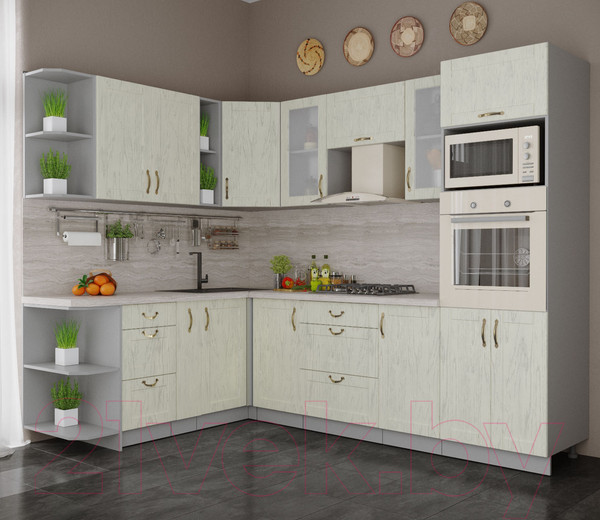 Изображение товара Кухонный гарнитур Интерлиния Мила Крафт 1.88x2.6 левая (дуб снежный)