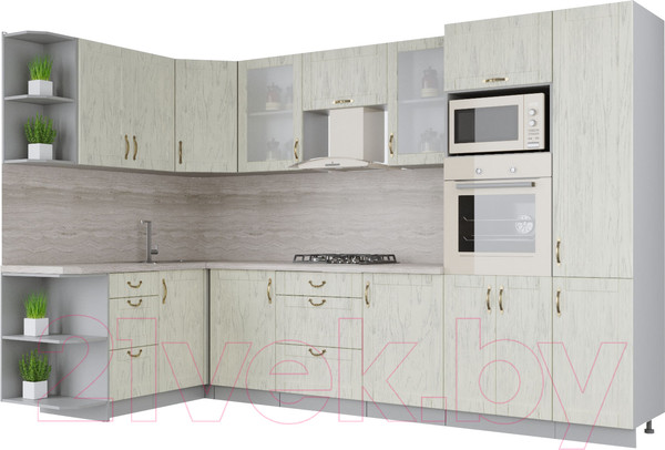 Изображение товара Кухонный гарнитур Интерлиния Мила Крафт 1.68x3.2 левая (дуб снежный)