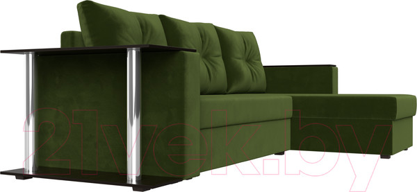 Изображение товара Диван угловой Лига Диванов Атланта 256 правый (микровельвет зеленый)