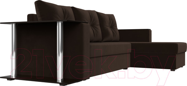 Изображение товара Диван угловой Лига Диванов Атланта 256 правый (микровельвет коричневый)