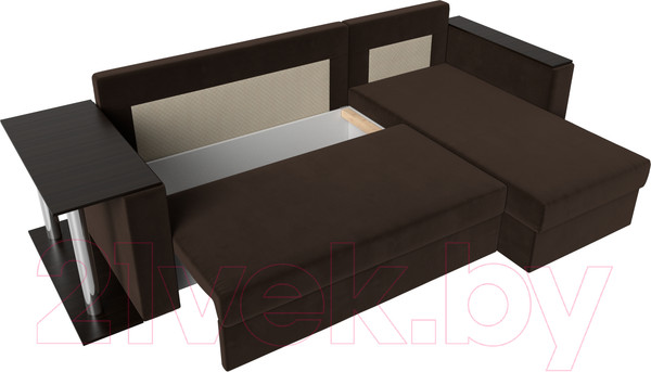 Изображение товара Диван угловой Лига Диванов Атланта 256 правый (микровельвет коричневый)