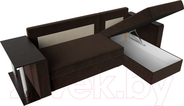 Изображение товара Диван угловой Лига Диванов Атланта 256 правый (микровельвет коричневый)