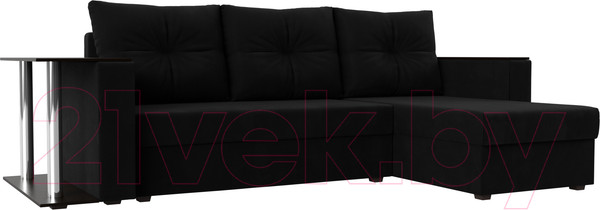 Изображение товара Диван угловой Лига Диванов Атланта 256 правый (микровельвет черный)