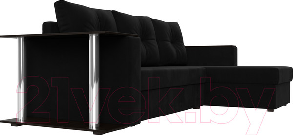 Изображение товара Диван угловой Лига Диванов Атланта 256 правый (микровельвет черный)