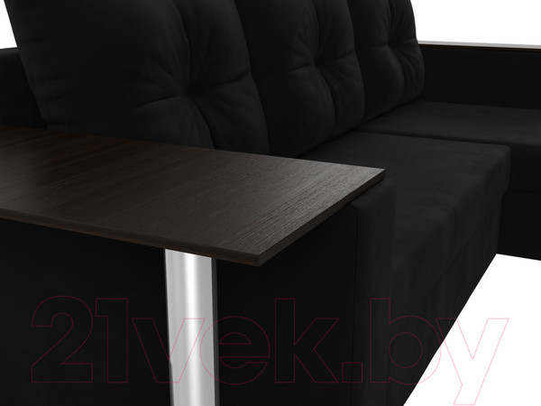 Изображение товара Диван угловой Лига Диванов Атланта 256 правый (микровельвет черный)