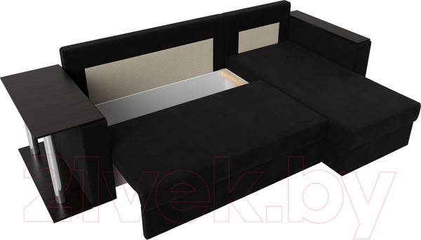 Изображение товара Диван угловой Лига Диванов Атланта 256 правый (микровельвет черный)