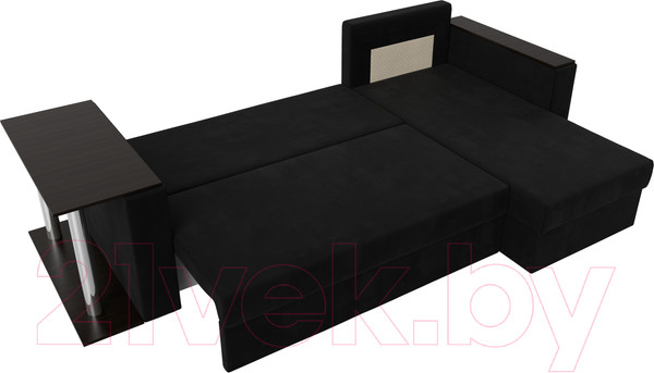 Изображение товара Диван угловой Лига Диванов Атланта 256 правый (микровельвет черный)