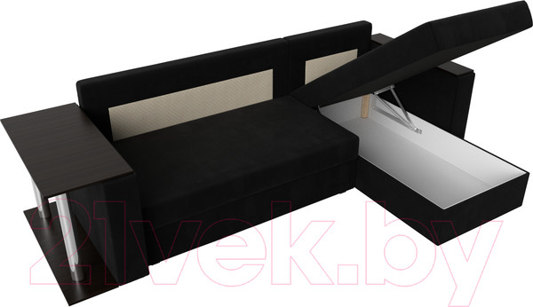 Изображение товара Диван угловой Лига Диванов Атланта 256 правый (микровельвет черный)