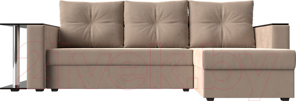 Изображение товара Диван угловой Лига Диванов Атланта 256 правый (велюр бежевый)
