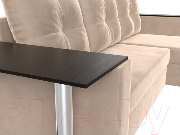 Изображение товара Диван угловой Лига Диванов Атланта 256 правый (велюр бежевый)