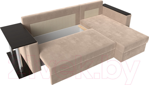 Изображение товара Диван угловой Лига Диванов Атланта 256 правый (велюр бежевый)