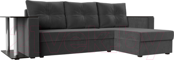 Изображение товара Диван угловой Лига Диванов Атланта 256 правый (велюр серый)