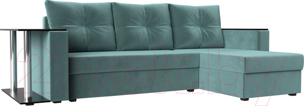 Изображение товара Диван угловой Лига Диванов Атланта 256 правый (велюр бирюзовый)
