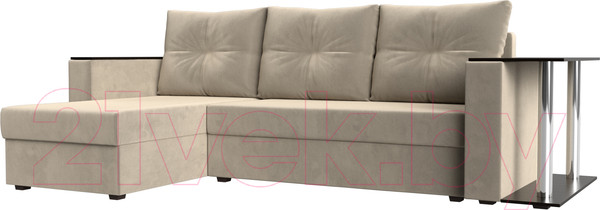 Изображение товара Диван угловой Лига Диванов Атланта 256 левый (микровельвет бежевый)