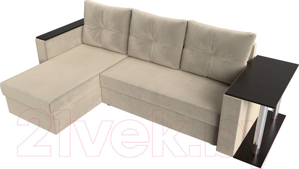 Изображение товара Диван угловой Лига Диванов Атланта 256 левый (микровельвет бежевый)