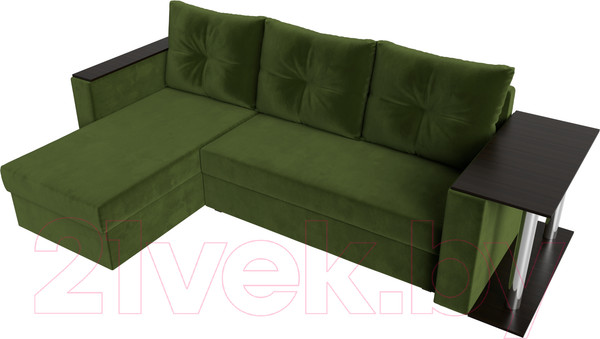 Изображение товара Диван угловой Лига Диванов Атланта 256 левый (микровельвет зеленый)