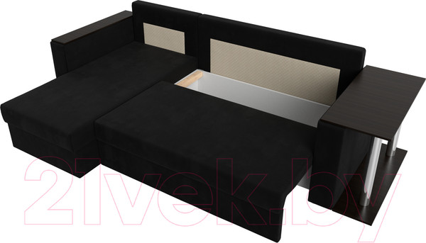 Изображение товара Диван угловой Лига Диванов Атланта 256 левый (микровельвет черный)
