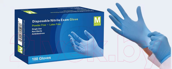 Изображение товара Перчатки одноразовые Nitrile Gloves Нитриловые (M, 100шт)