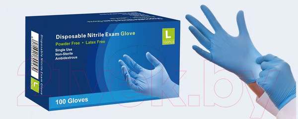 Изображение товара Перчатки одноразовые Nitrile Gloves Нитриловые (L, 100шт)