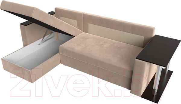 Изображение товара Диван угловой Лига Диванов Атланта 256 левый (велюр бежевый)