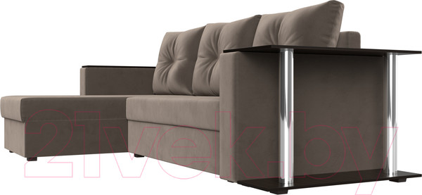 Изображение товара Диван угловой Лига Диванов Атланта 256 левый (велюр коричневый)