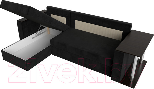 Изображение товара Диван угловой Лига Диванов Атланта 256 левый (велюр черный)