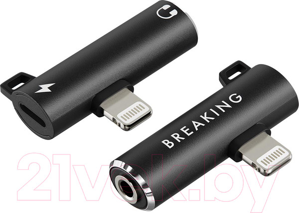 Изображение товара Адаптер Breaking Lightning - AUX 3.5мм + Lightning / 24570 (черный)
