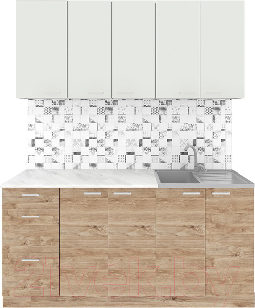 Изображение товара Кухонный гарнитур Агута Альфа 1.6/60 (дуб золотой/холодный серый/опал светлый)