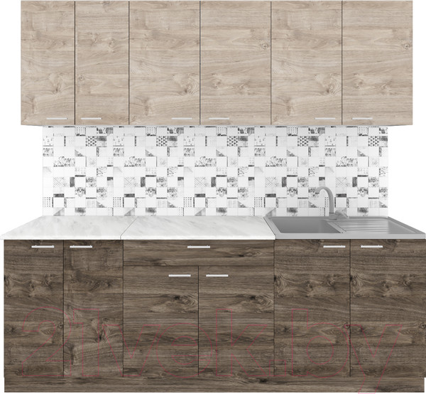 Изображение товара Кухонный гарнитур Агута Альфа 2.2 (дуб эспрессо/дуб винтажный/этория)