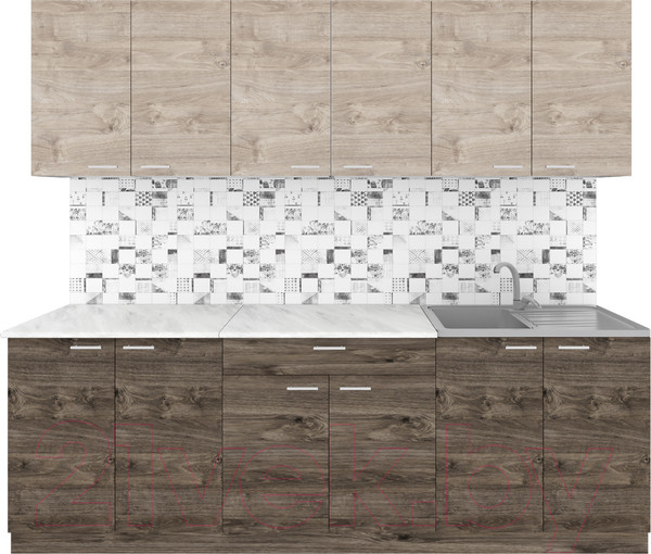 Изображение товара Кухонный гарнитур Агута Альфа 2.4 (дуб эспрессо/дуб винтажный/этория)