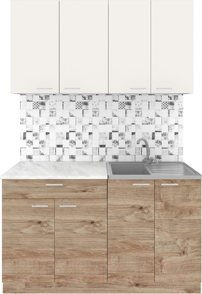 Изображение товара Кухонный гарнитур Агута Альфа 1.4 (дуб золотой/сатин/этория)