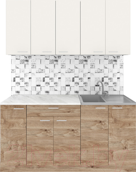 Изображение товара Кухонный гарнитур Агута Альфа 1.5 (дуб золотой/сатин/этория)