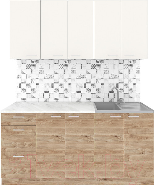 Изображение товара Кухонный гарнитур Агута Альфа 1.6/60 (дуб золотой/сатин/этория)