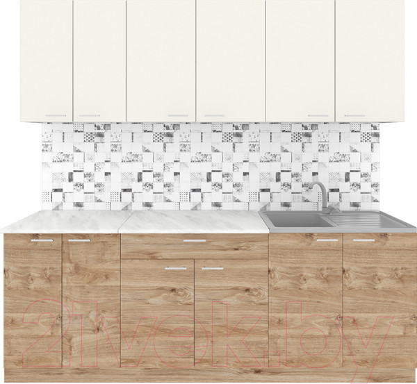 Изображение товара Кухонный гарнитур Агута Альфа 2.2 (дуб золотой/сатин/этория)