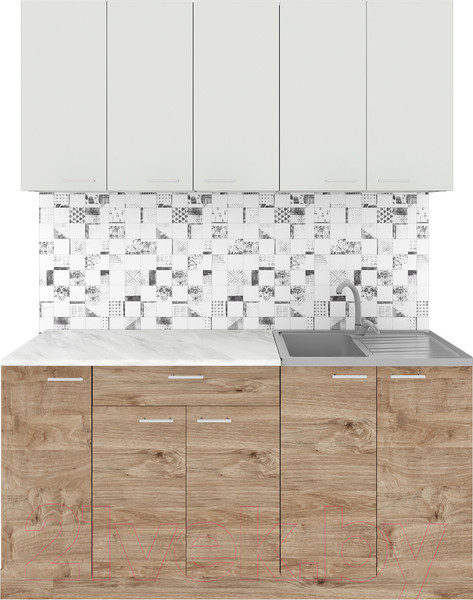 Изображение товара Кухонный гарнитур Агута Альфа 1.5 (дуб золотой/холодный серый/этория)