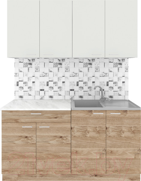 Изображение товара Кухонный гарнитур Агута Альфа 1.6 (дуб золотой/холодный серый/этория)