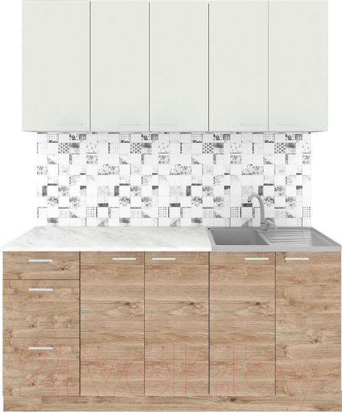 Изображение товара Кухонный гарнитур Агута Альфа 1.6/60 (дуб золотой/холодный серый/этория)