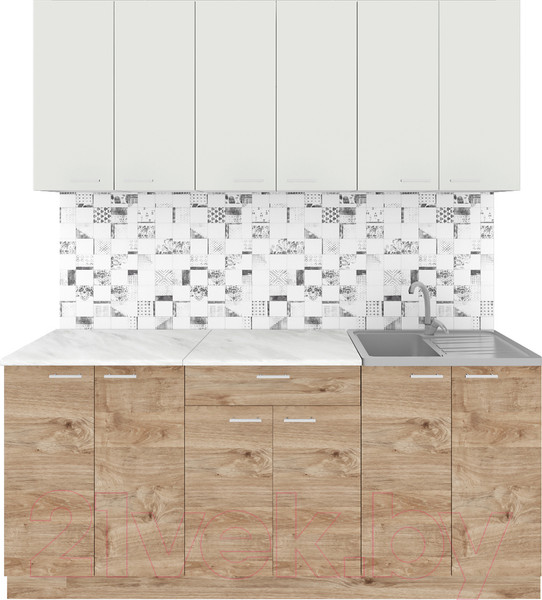 Изображение товара Кухонный гарнитур Агута Альфа 1.8/60 (дуб золотой/холодный серый/этория)