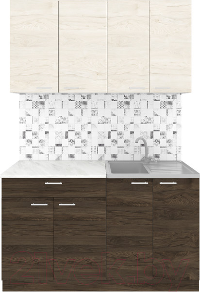 Изображение товара Кухонный гарнитур Агута Альфа 1.4 (дуб темный/дуб светлый/этория)