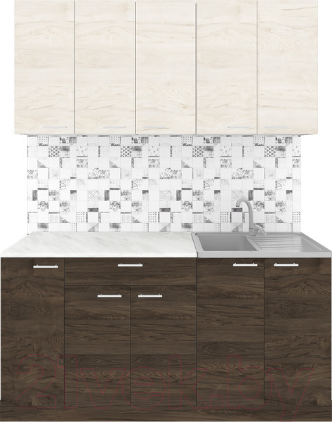 Изображение товара Кухонный гарнитур Агута Альфа 1.5 (дуб темный/дуб светлый/этория)