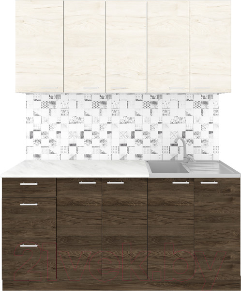 Изображение товара Кухонный гарнитур Агута Альфа 1.6/60 (дуб темный/дуб светлый/этория)