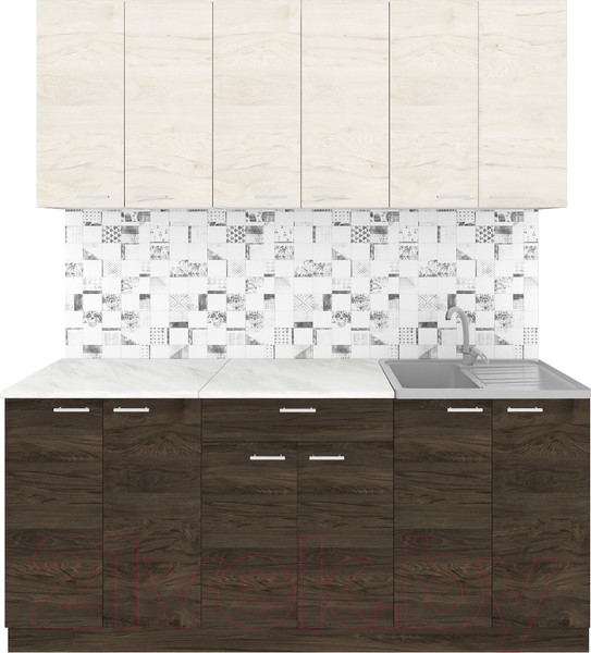 Изображение товара Кухонный гарнитур Агута Альфа 1.8/60 (дуб темный/дуб светлый/этория)