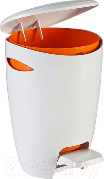 Изображение товара Мусорное ведро Primanova С педалью M-E04-08 (5л, белый/оранжевый)