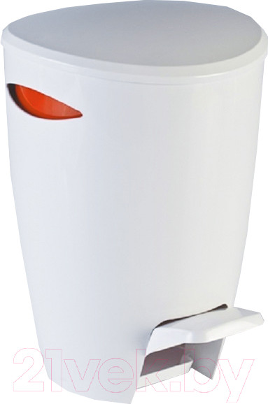 Изображение товара Мусорное ведро Primanova С педалью M-E04-08 (5л, белый/оранжевый)