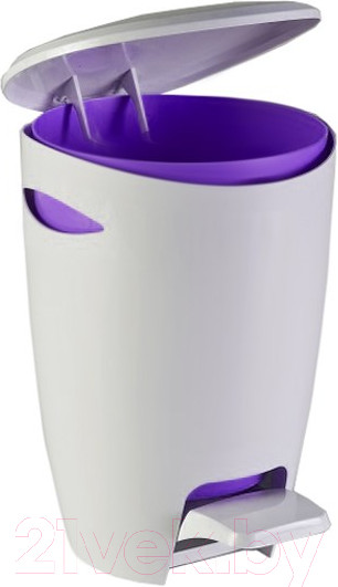 Изображение товара Мусорное ведро Primanova С педалью M-E04-14 (5л, белый/фиолетовый)